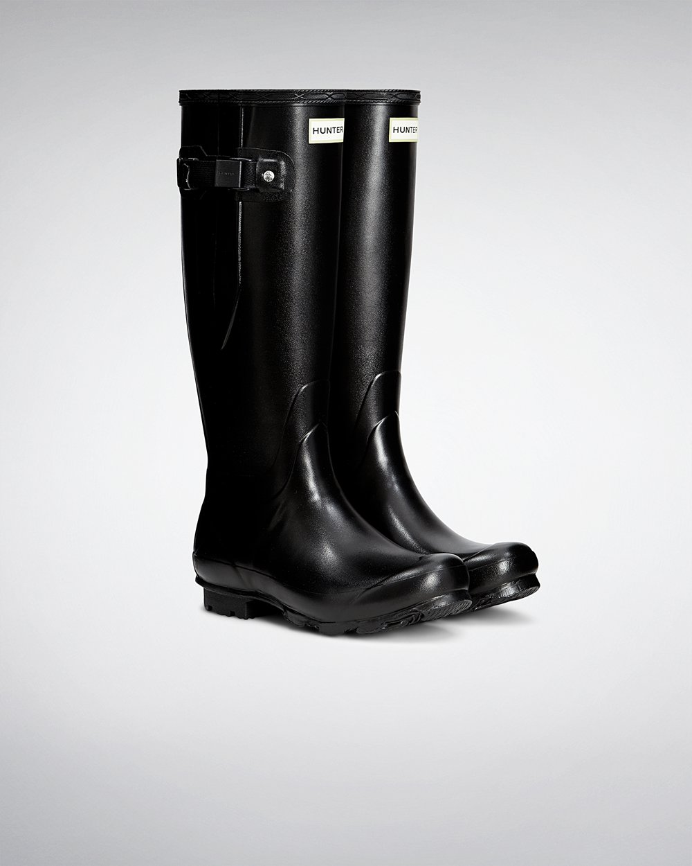 Womens Tall Rain Boots - Hunter Norris Field Side Adjustable (83FBEUDIV) - Black